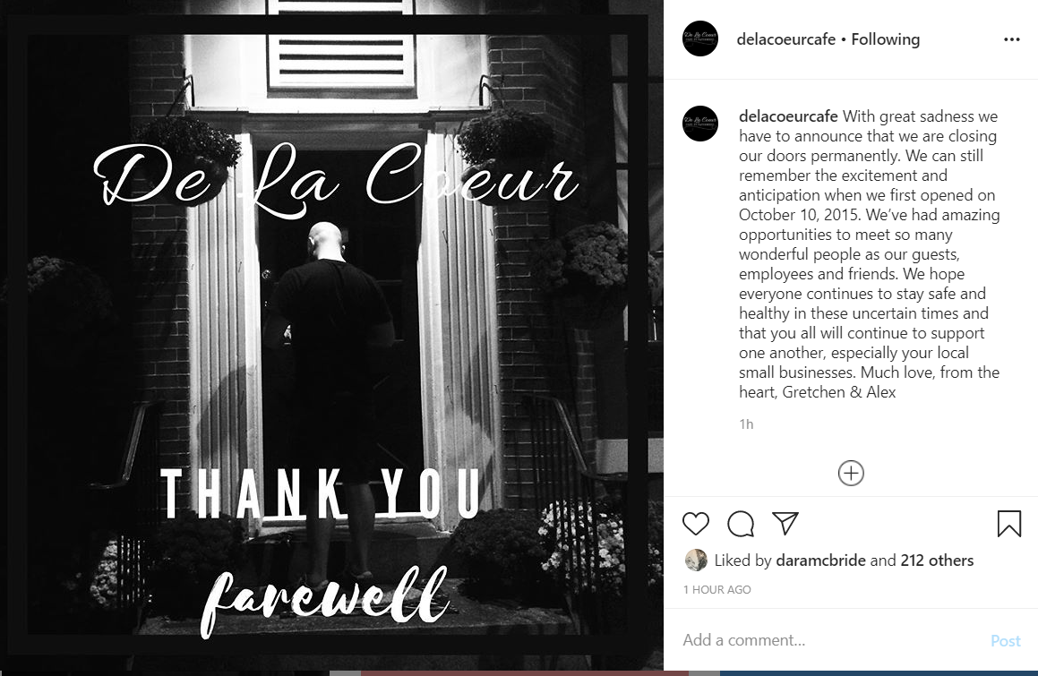 De La Coeur instagram goodbye